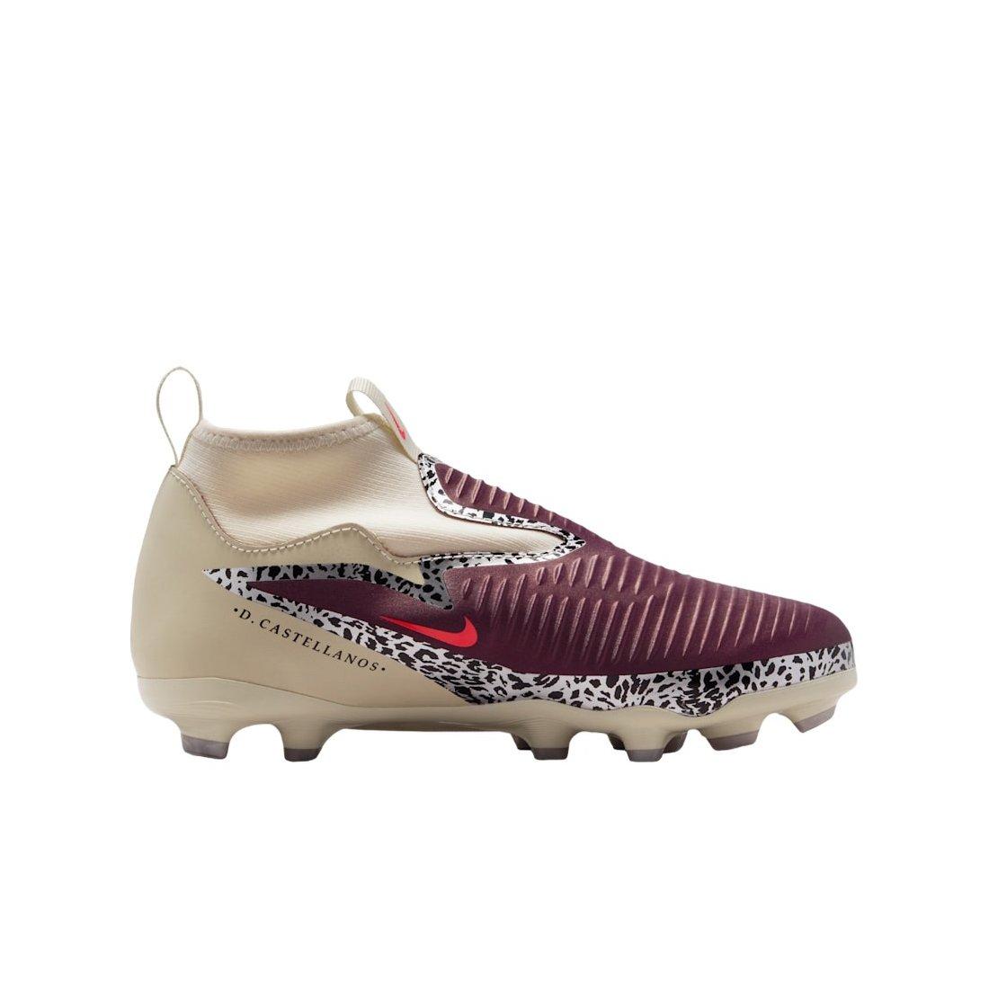 Nike United Jr. Phantom 6 Academy FG "Burgundy Crush/Fossil/Red" Preschool Kids' Soccer Cleat - BURGUNDY/FOSSIL/RED